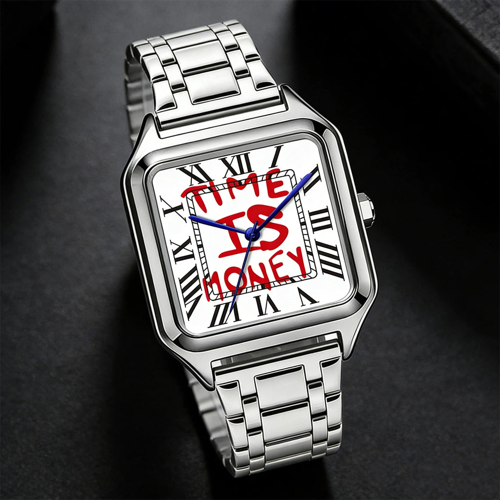 Montre Quartz Business – Cadran Carré, Acier Inoxydable, Étanche