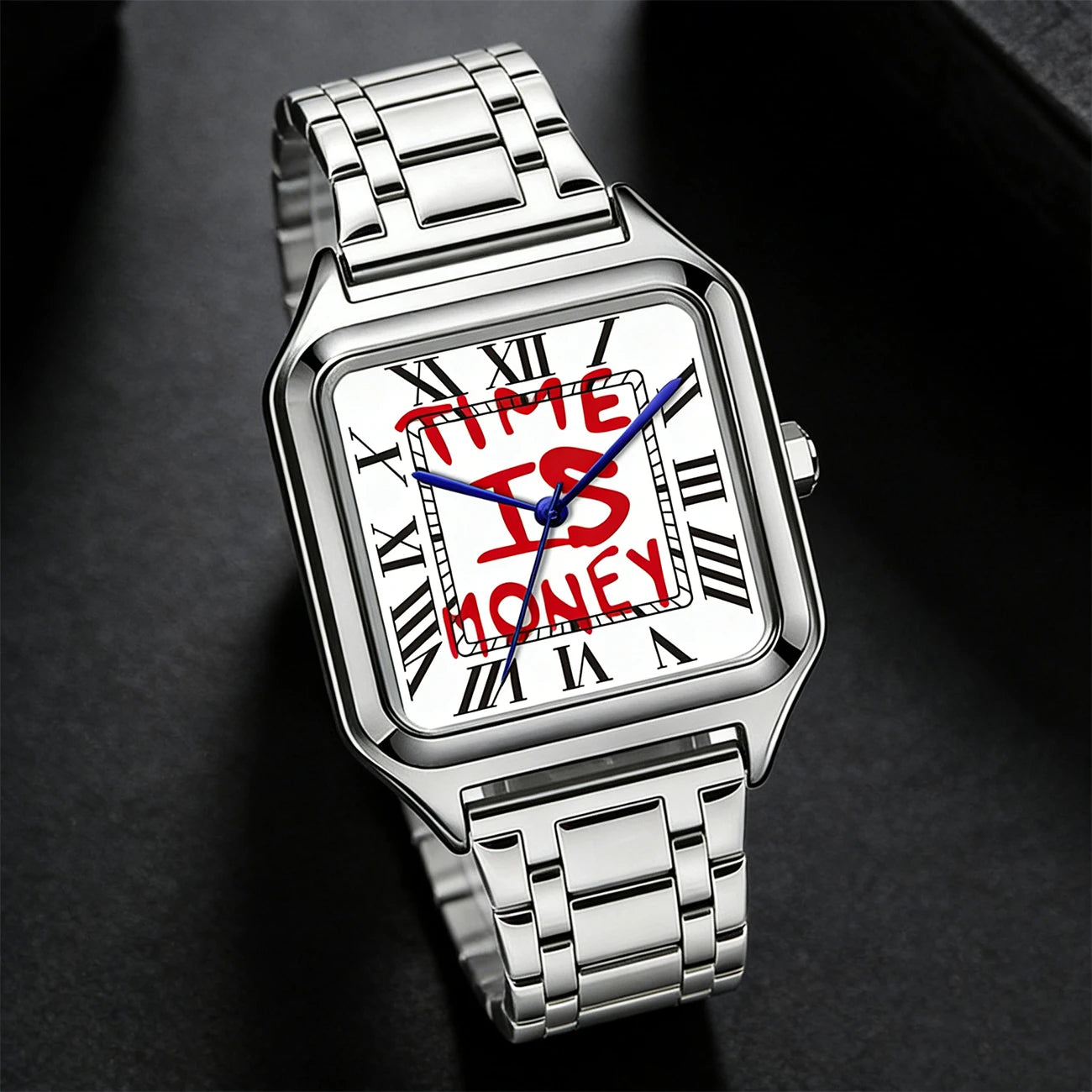 Montre Quartz Business – Cadran Carré, Acier Inoxydable, Étanche
