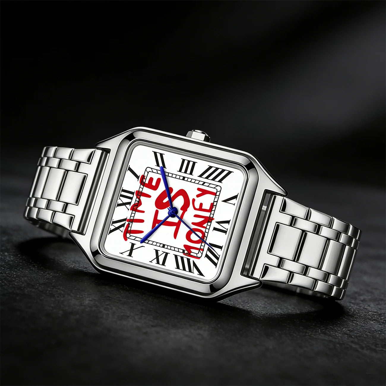 Montre Quartz Business – Cadran Carré, Acier Inoxydable, Étanche