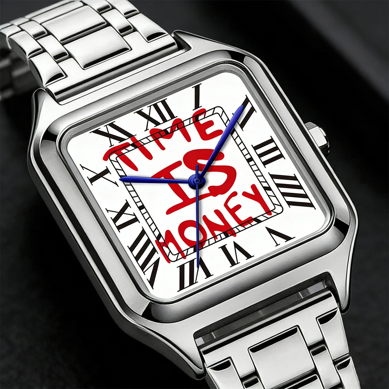 Montre Quartz Business – Cadran Carré, Acier Inoxydable, Étanche