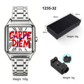 Montre Quartz Business – Cadran Carré, Acier Inoxydable, Étanche