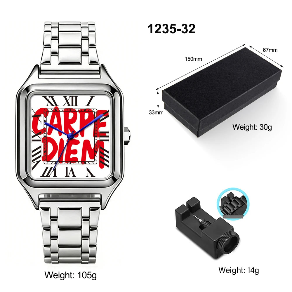 Montre Quartz Business – Cadran Carré, Acier Inoxydable, Étanche