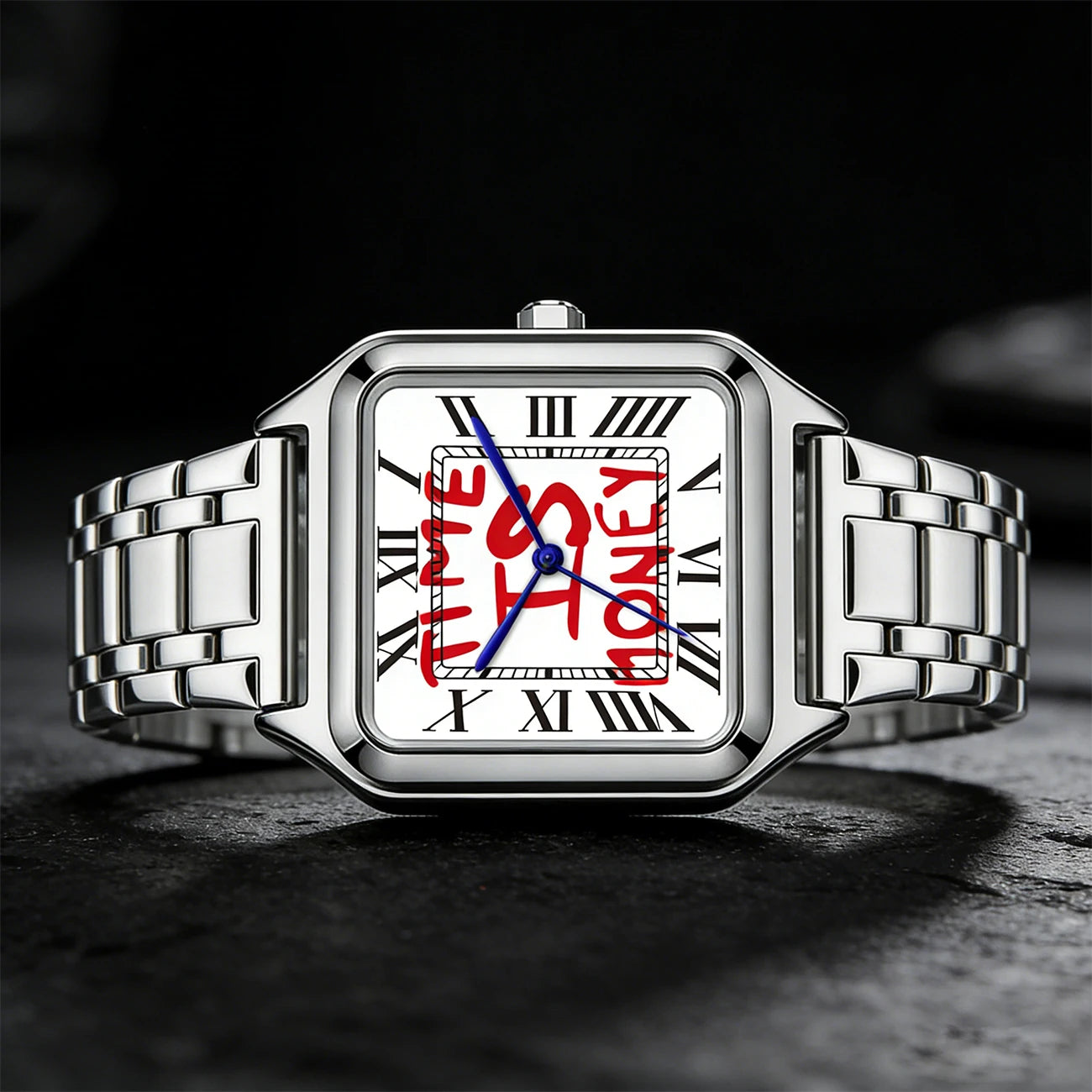 Montre Quartz Business – Cadran Carré, Acier Inoxydable, Étanche