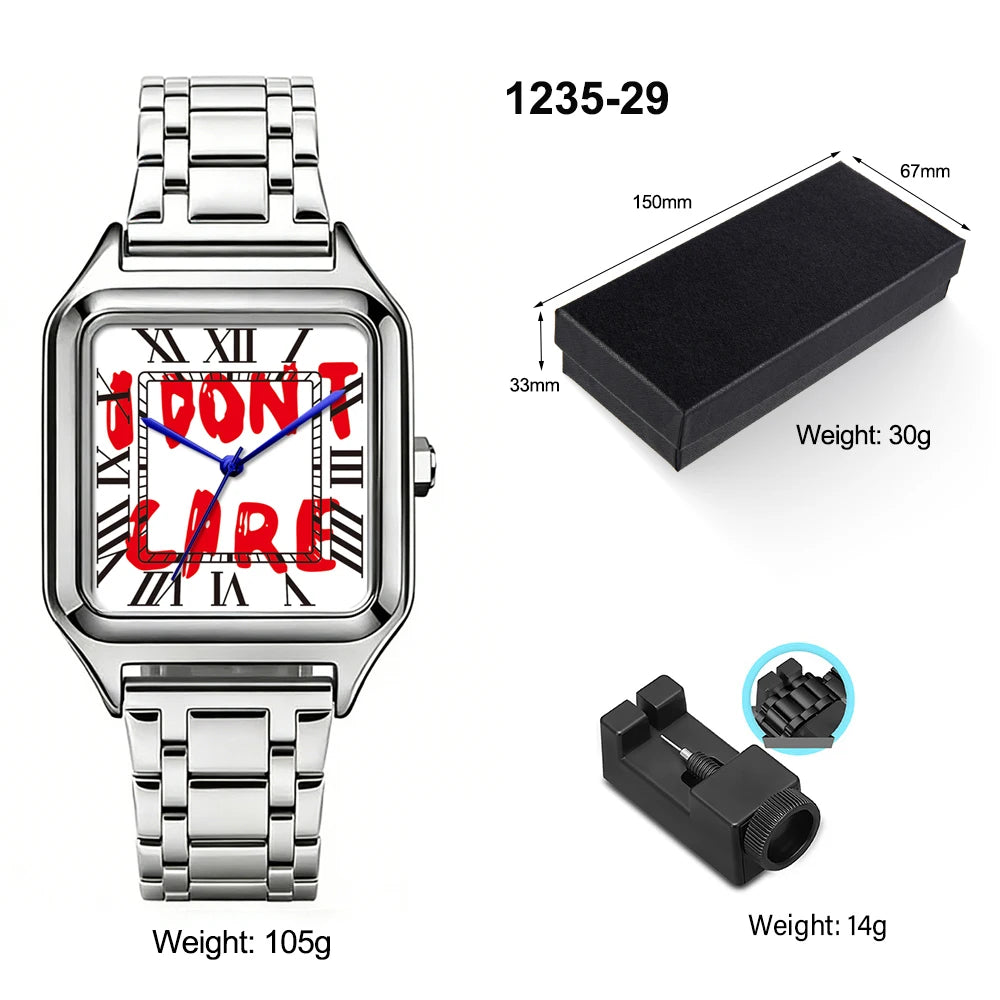 Montre Quartz Business – Cadran Carré, Acier Inoxydable, Étanche